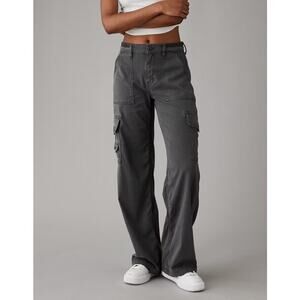 American Eagle Y2K Parachute Utility Cargo Pants 000 Gray Gorpcore Streetwear